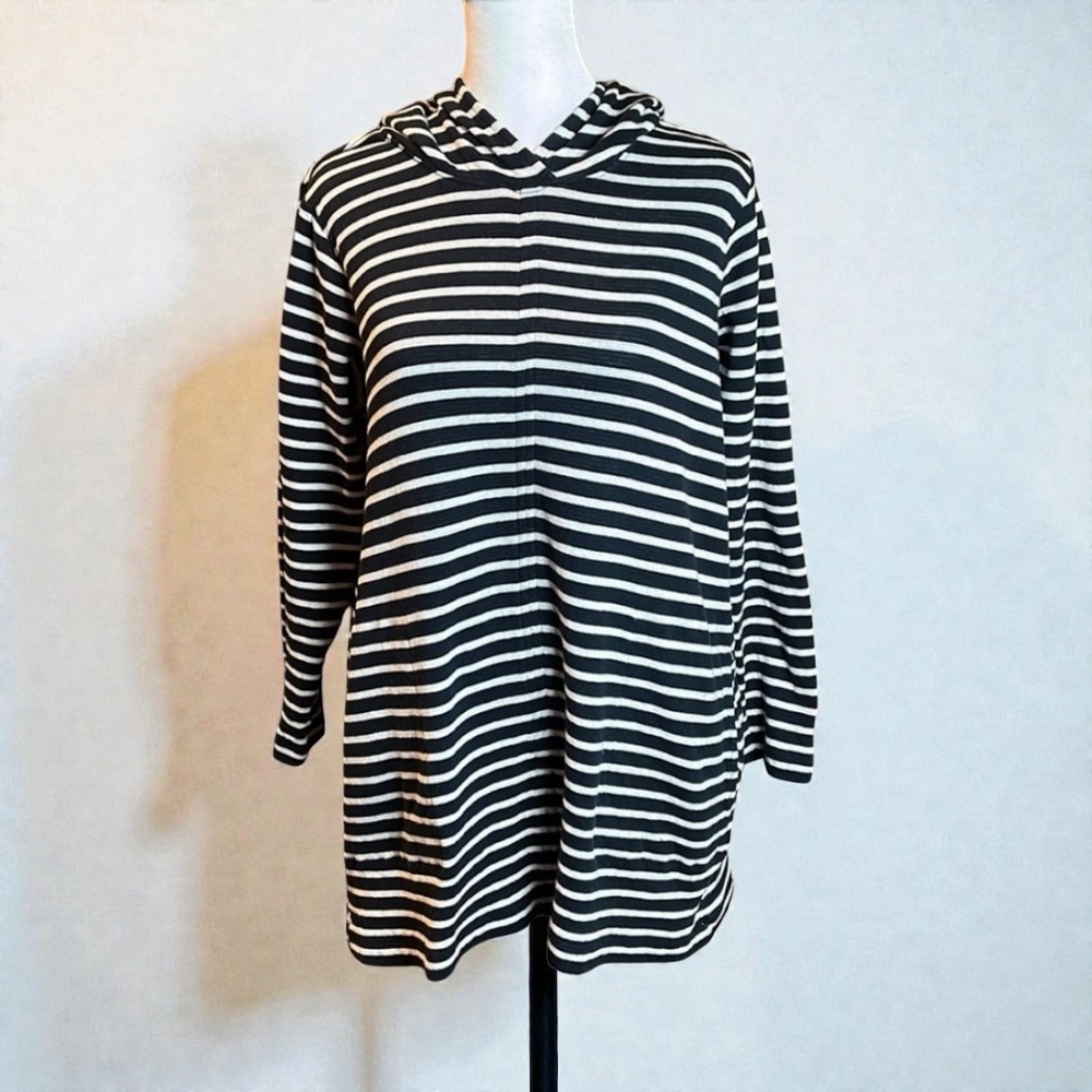 J.Jill Striped Tunic Style Hoodie Size SP - Picture 2 of 10